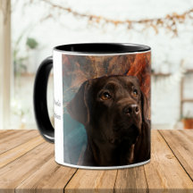 Chocolate Lab Portrait on Abstract Mug