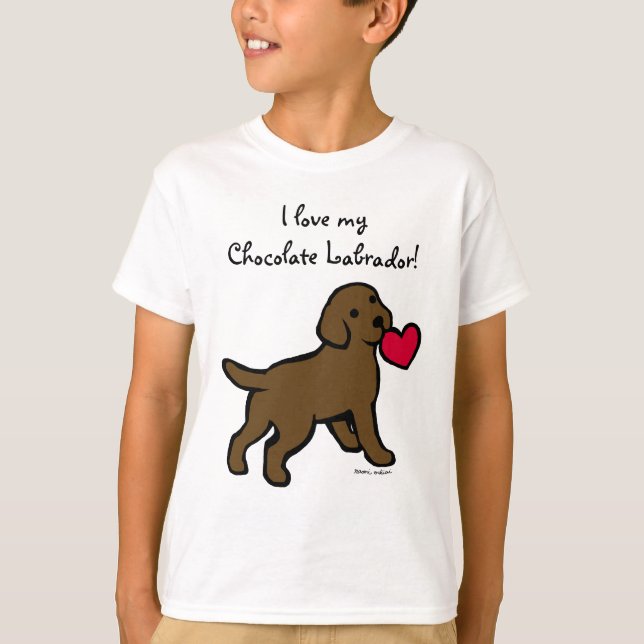 Chocolate Lab Puppy and Red Heart T-Shirt (Front)