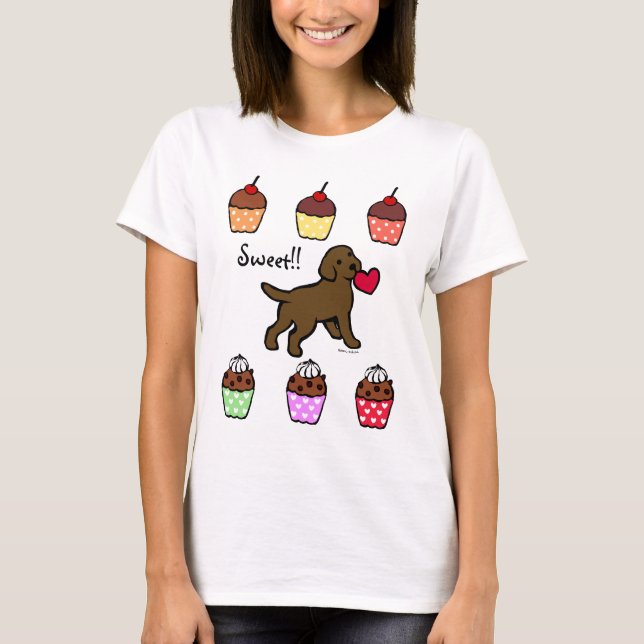 Chocolate Lab Puppy Heart Cartoon T-Shirt (Front)