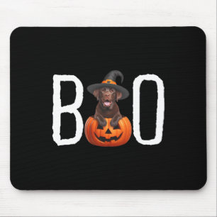 Chocolate Lab Puppy Pumpkin Boo Witch Hat Dog Hall Mouse Mat