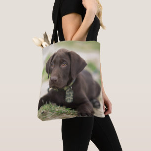 Chocolate Lab Puppy Tote Bag