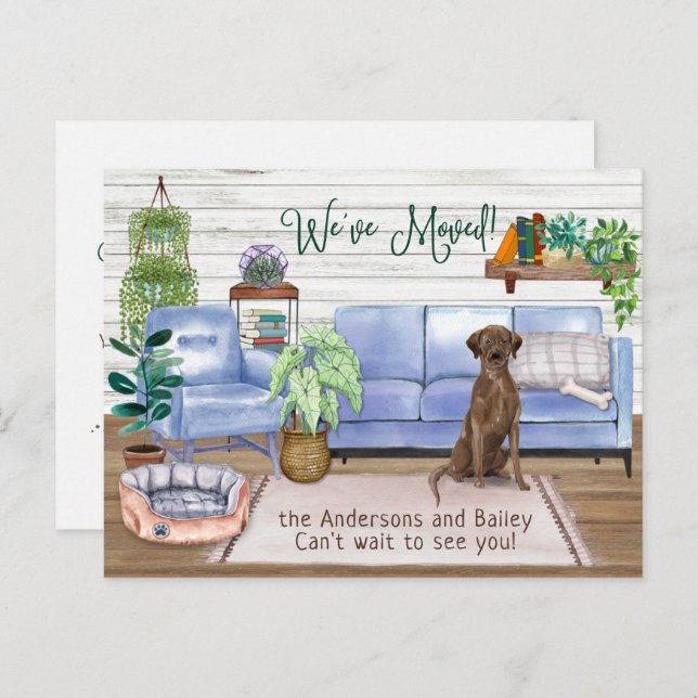 Chocolate Lab Retriever New Home Moving         Announcement Postcard (Front/Back)
