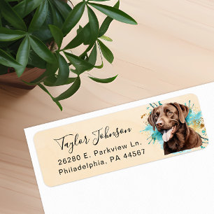 Chocolate Lab Return Address Label