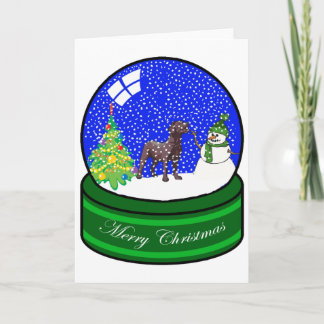 chocolate lab snow globe holiday card
