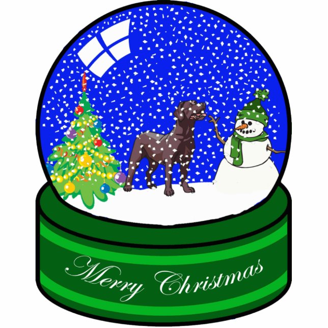 chocolate lab snow globe photo sculpture decoration (Front)