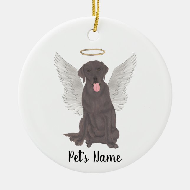 Chocolate Lab Sympathy Memorial Ceramic Tree Decoration (Front)