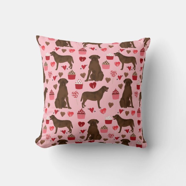 chocolate lab valentines dog pillow dog gift (Front)