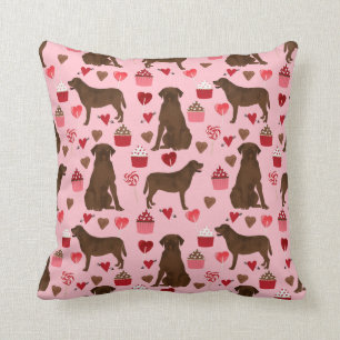 chocolate lab valentines dog pillow dog gift