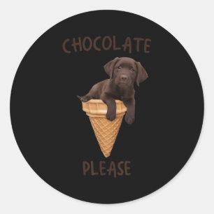 Chocolate Lab Waffle Cone Ice Cream Cute Labrador  Classic Round Sticker
