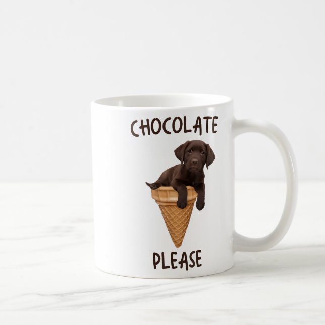 Chocolate Lab Waffle Cone Ice Cream Cute Labrador  Coffee Mug (Right)