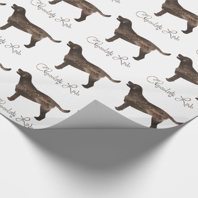 Chocolate Lab Watercolor Design Wrapping Paper (Corner)