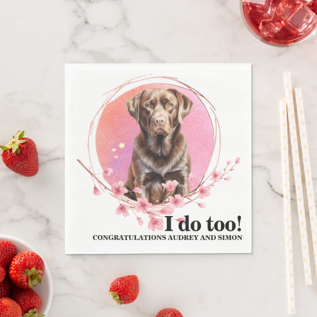 Chocolate Lab Wedding Dog Photo Napkins (Insitu)