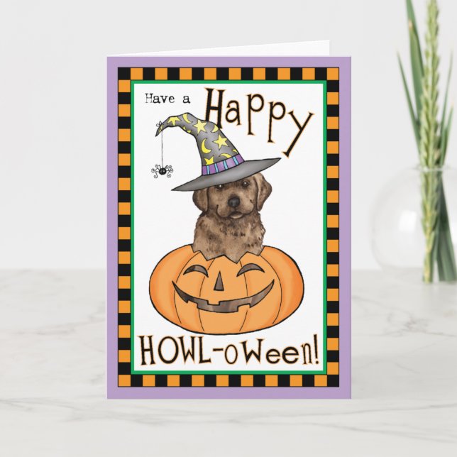 Chocolate Lab Witch Card (Front)