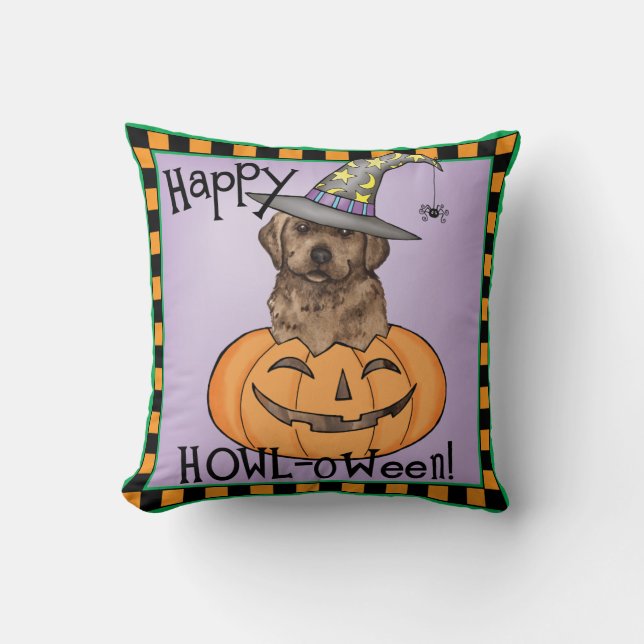 Chocolate Lab Witch Cushion (Front)