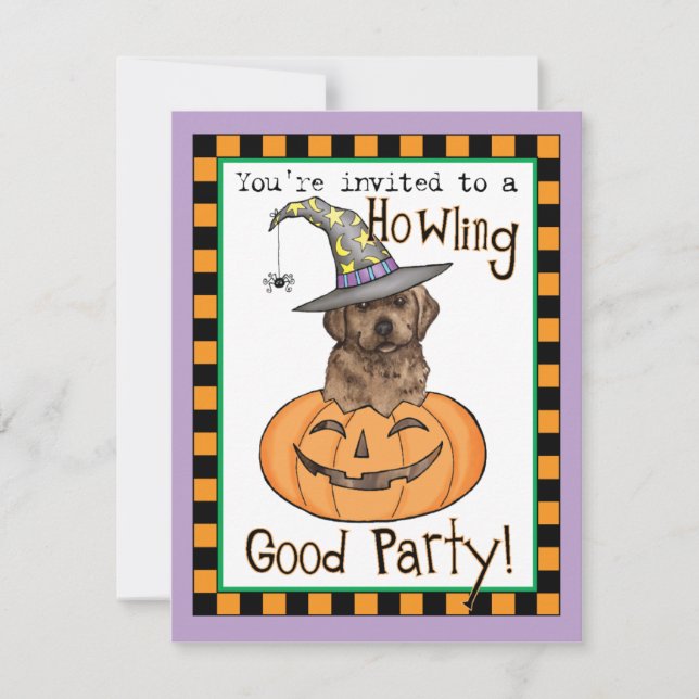 Chocolate Lab Witch Invitation (Front)