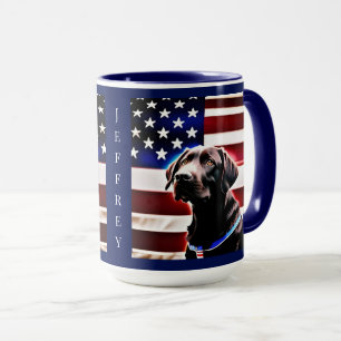 Chocolate Lab with American Flag Patriotic Mug