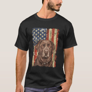 Chocolate Lab With Usa Flag Chocolate Lab Dad Mum T-Shirt