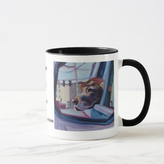 Chocolate Lab WOOF! Mug • Pet Portraits by Elizabe (Right)