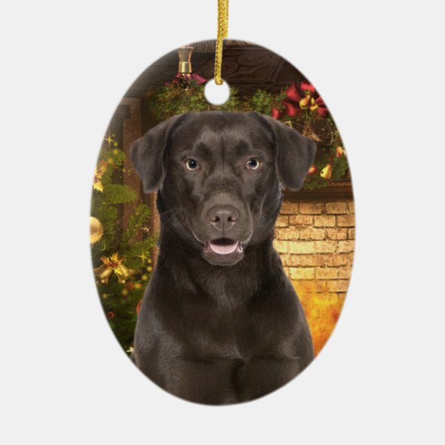 Chocolate Lab Xmas Ornament (Front)