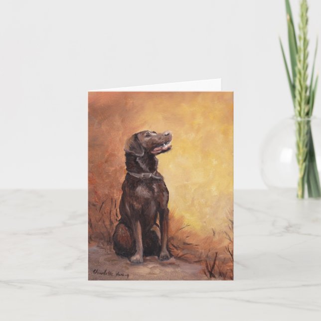 Chocolate Labe Dog Art Notecard (Front)