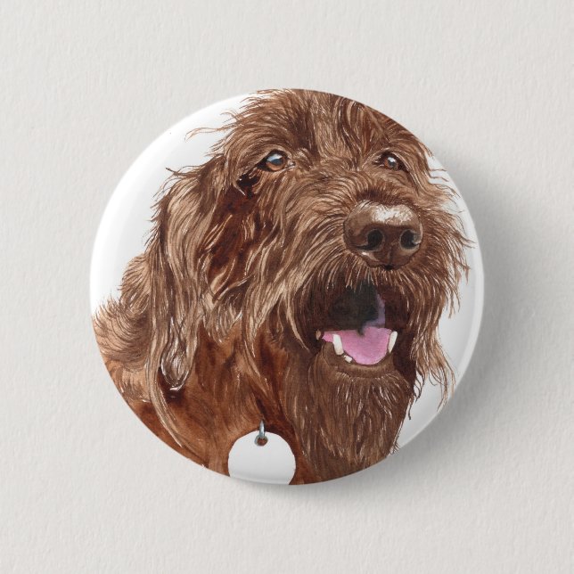 Chocolate Labradoodle #1 Button (Front)