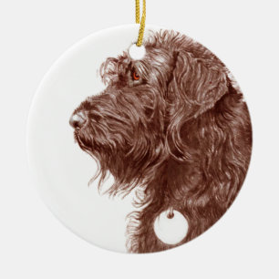 Chocolate Labradoodle Ceramic Tree Decoration