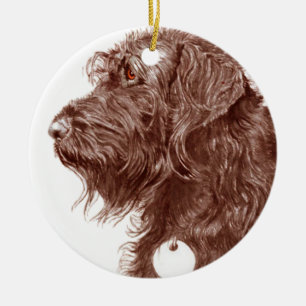 Chocolate Labradoodle Ceramic Tree Decoration