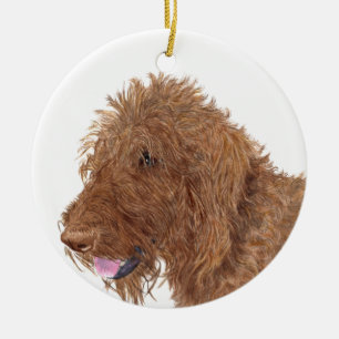 Chocolate Labradoodle Ceramic Tree Decoration