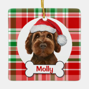 Chocolate Labradoodle / Chocolate Goldendoodle Ceramic Ornament