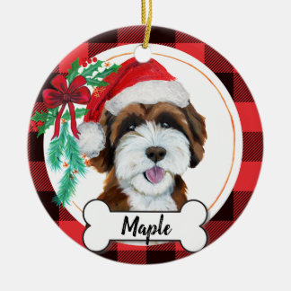 Chocolate Labradoodle / Chocolate Goldendoodle Ceramic Tree Decoration