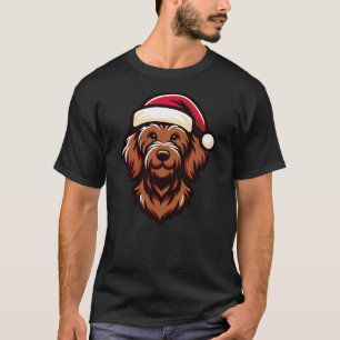 Chocolate Labradoodle Christmas Dog Santa Hat, Lab T-Shirt