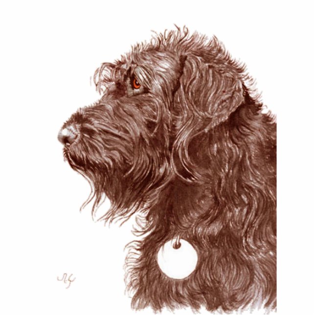 Chocolate Labradoodle Sculpture Standing Photo Sculpture (Front)