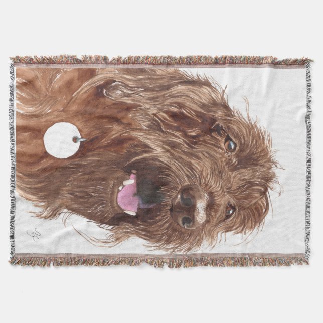 Chocolate Labradoodle Throw Blanket (Front)