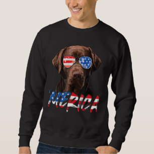 Chocolate Labrador American Flag Lab Dog   4th Of  Sweatshirt
