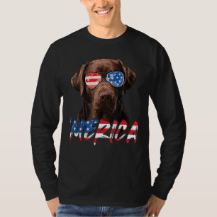 Chocolate Labrador American Flag Lab Dog 4th Of T-Shirt