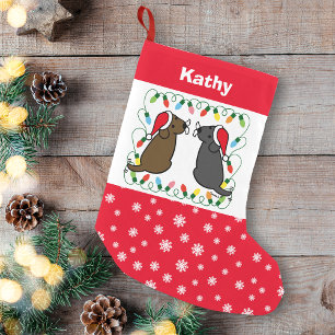 Chocolate Labrador and Black Labrador Small Christmas Stocking
