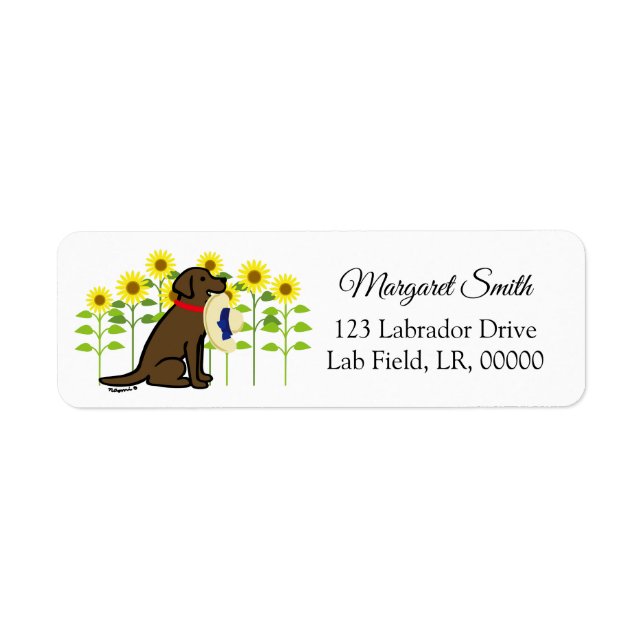 Chocolate Labrador and Sunflowers Summer (Front)