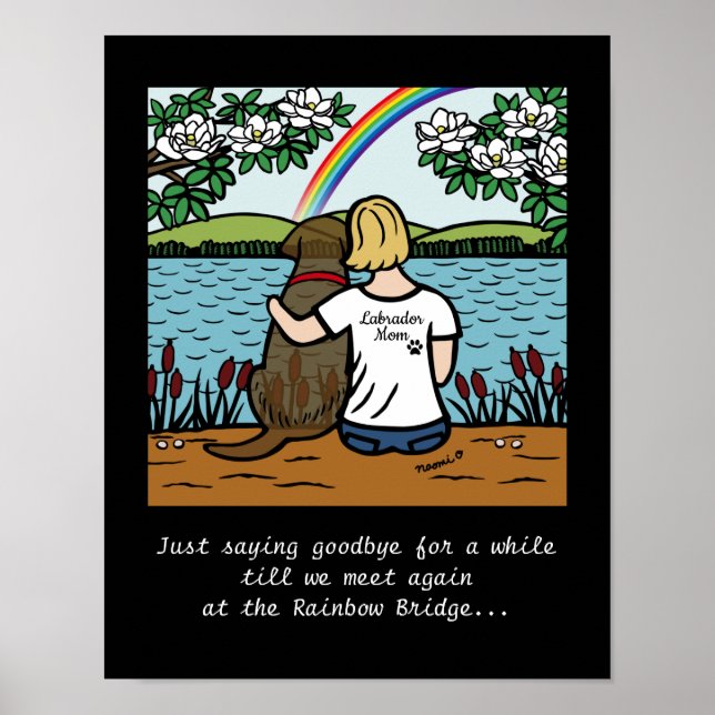 Chocolate Labrador Angel and Mum Blonde S Poster (Front)