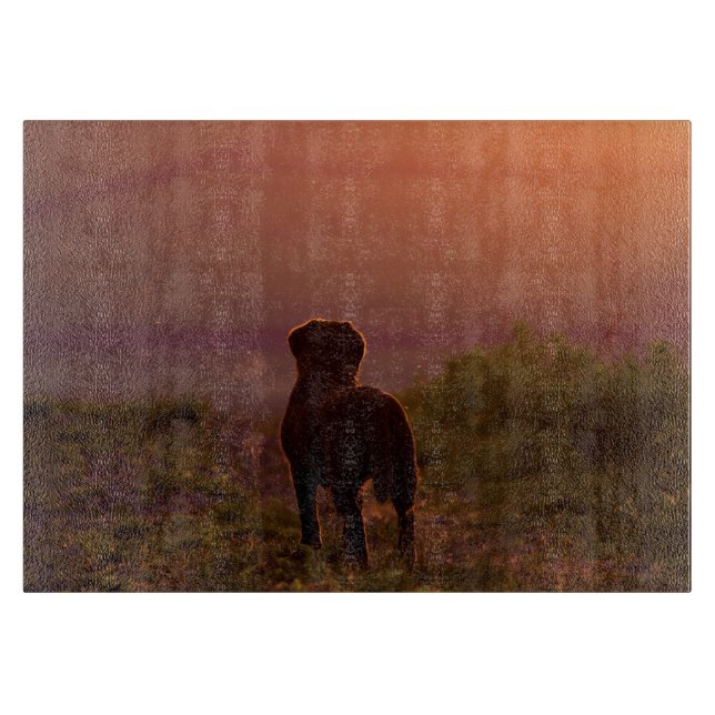Chocolate Labrador at Sunset Chopping Board (Front)