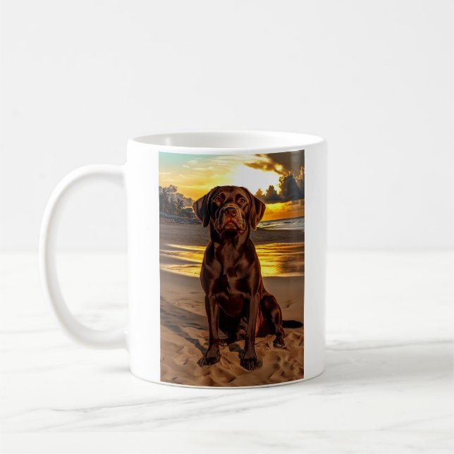 Chocolate Labrador at Sunset Coffee Mug (Left)