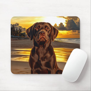 Chocolate Labrador at Sunset Mouse Mat