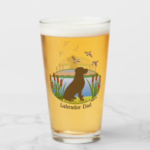 Chocolate Labrador Bird Dog Sunset Glass