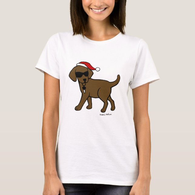 Chocolate Labrador Cartoon Christmas Shirts (Front)