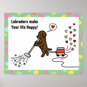 Chocolate Labrador Cartoon Poster