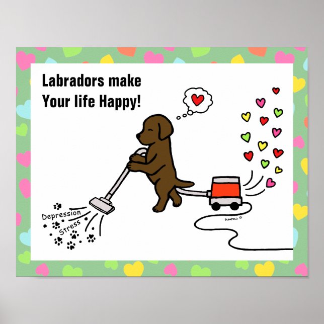 Chocolate Labrador Cartoon Poster (Front)