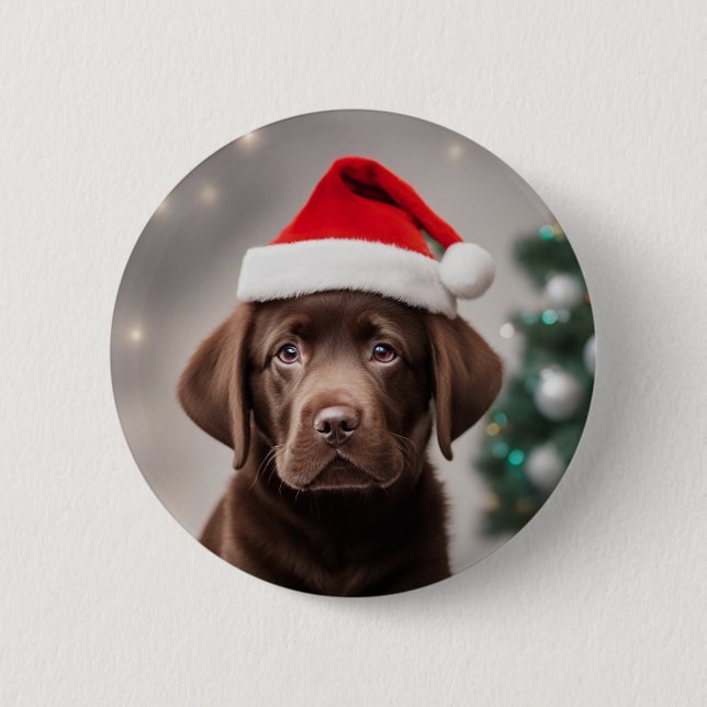 Chocolate Labrador Christmas 6 Cm Round Badge (Front)