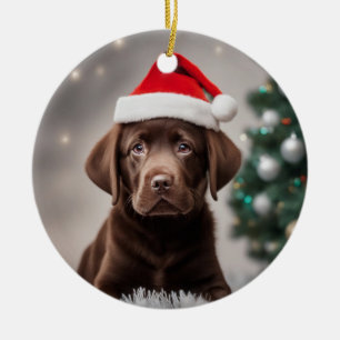 Chocolate Labrador Christmas Ceramic Tree Decoration