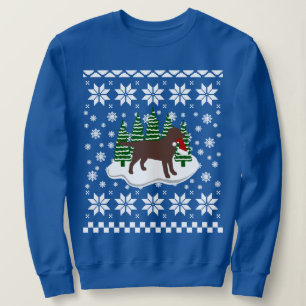 Chocolate Labrador Christmas Evergreen Snowflakes Sweatshirt