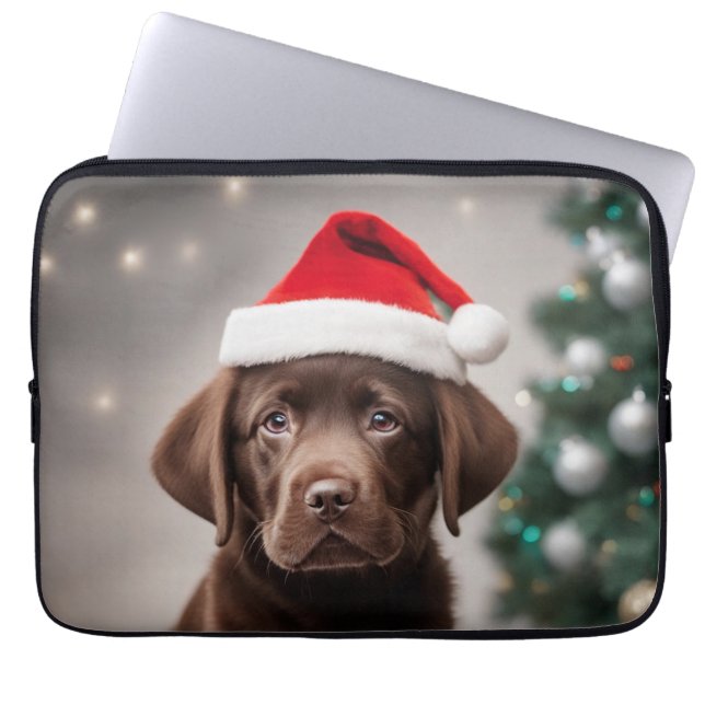 Chocolate Labrador Christmas Laptop Sleeve (Front)