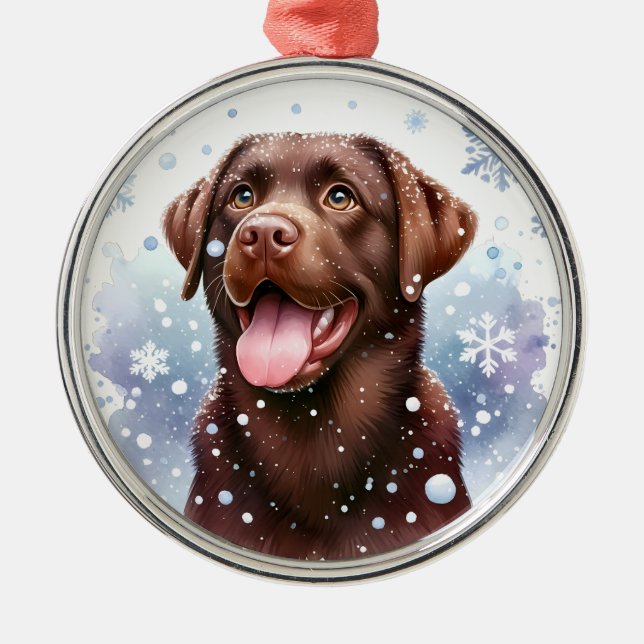 Chocolate Labrador Christmas Ornament (Front)